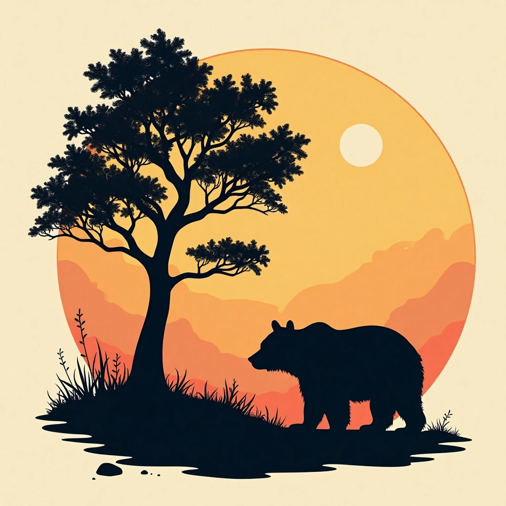 Silhouette of a Bear at Sunset